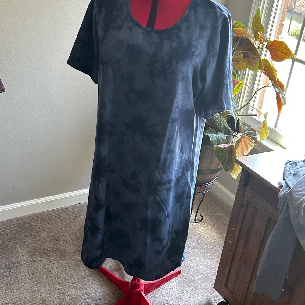 Denim&Co Black Tie-Dye Dress